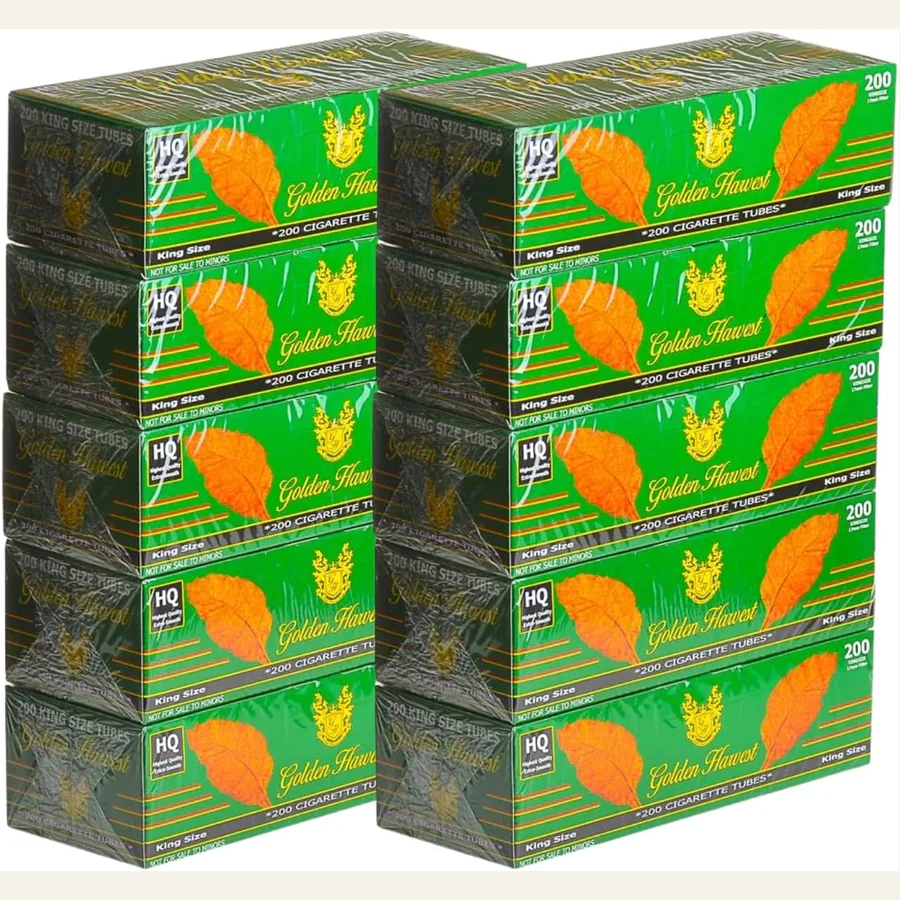 Golden Harvest Regular Red King Size cigarette tubes ten box bulk pack